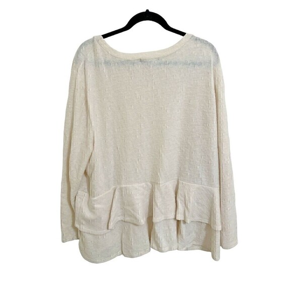 NEW A Beautiful Soul Sweater Size 22/24 Womens Long Sleeve Cream Crewneck Ruffle - Picture 2 of 5